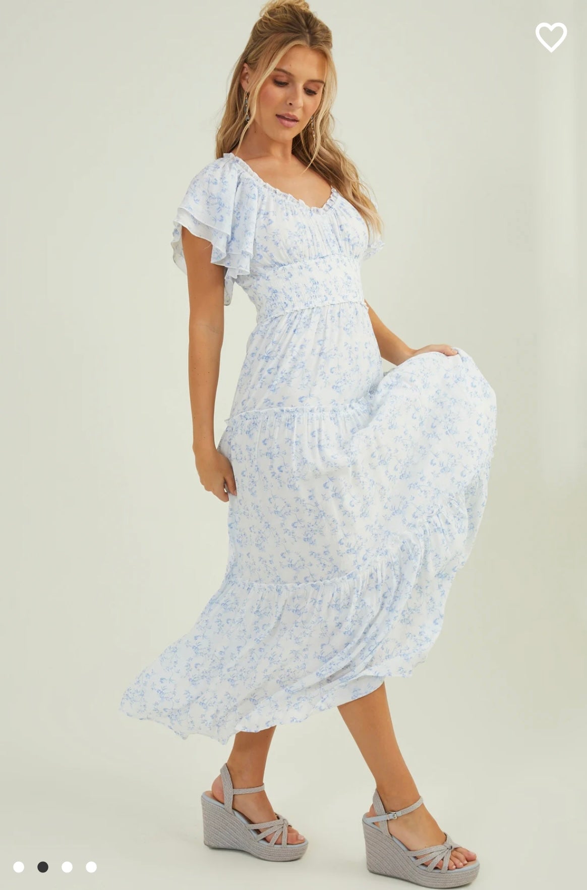 Altar’d State Catherina Maxi Dress NWT Ivory-Blue