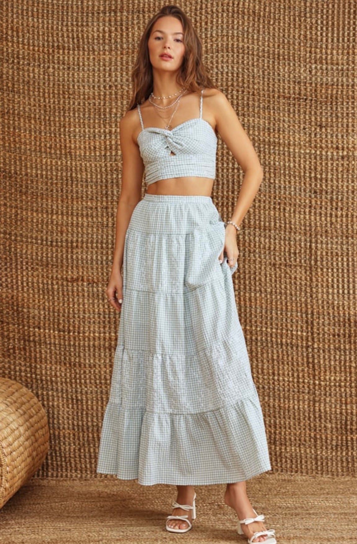 Altar’d State Fleur Gingham Maxi Skirt NWT