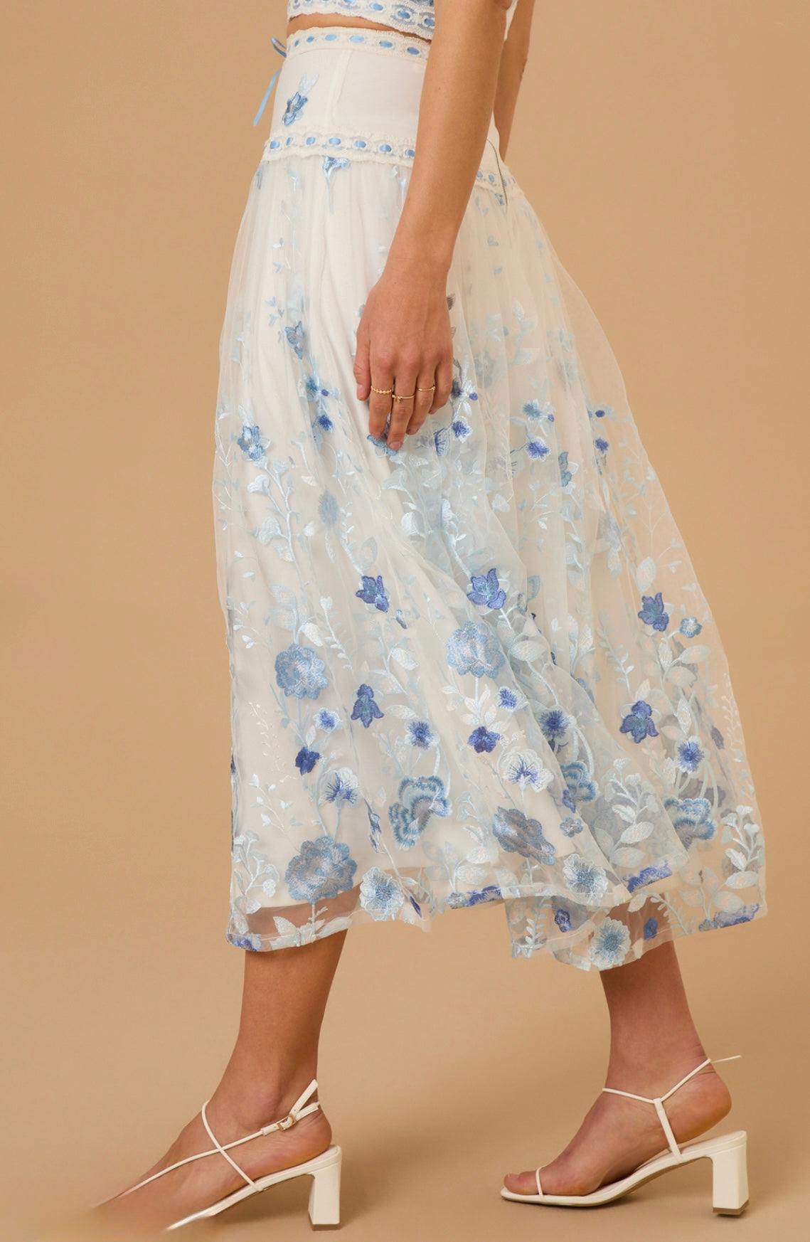 Altar’d State Braxlin Embroidered Midi Skirt NWT