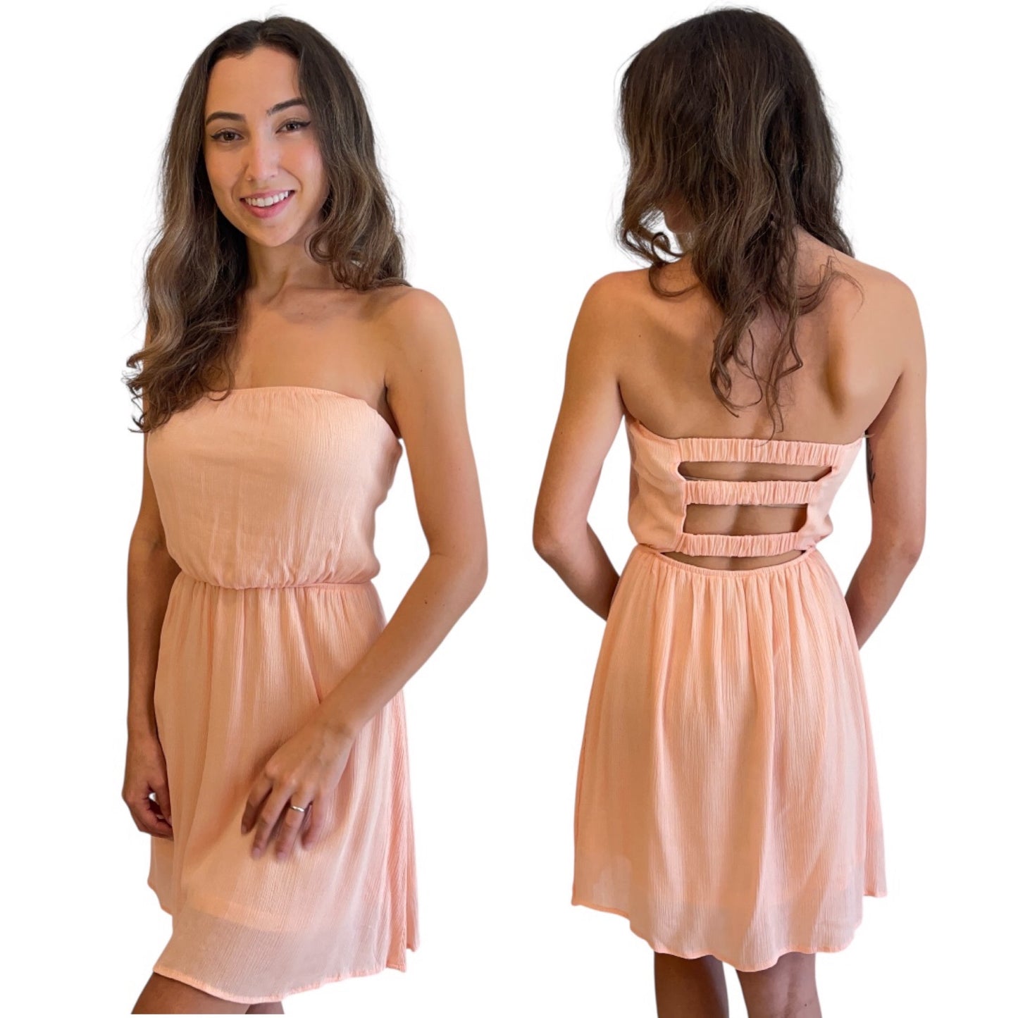 Favlux Strapless Peach Gauze Dress