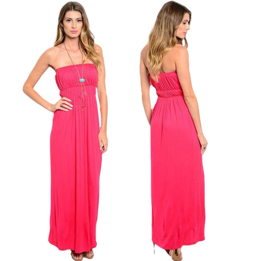 Gilli Fuchsia Strapless Knit Maxi Dress