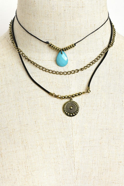 Gem Triple Layer Chain Necklace - Our Sunshine Boutique