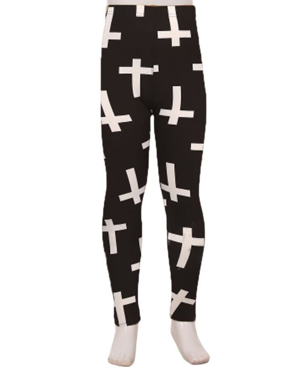 Girls Cross Print Ultra Soft Leggings - Our Sunshine Boutique