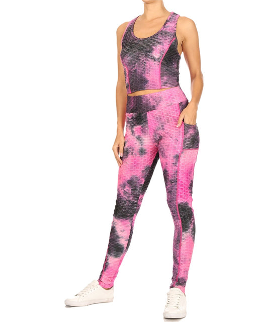 Tie Dye Black & Pink Active Set