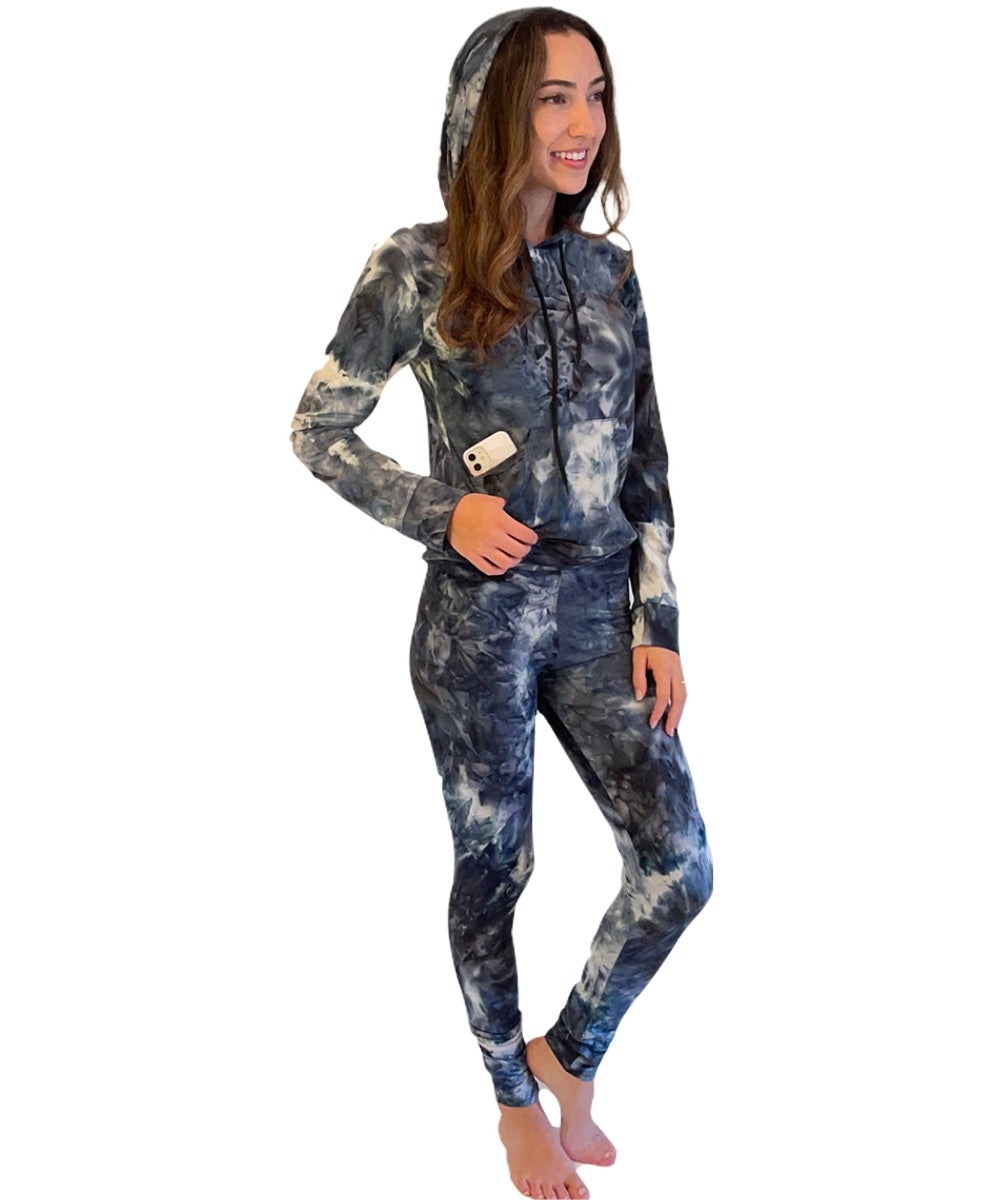 Deep Blue Hoodie and Leggings Set