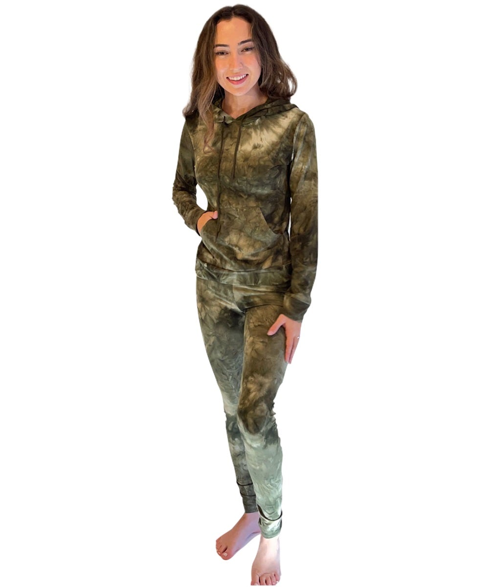 Olive Hoodie and Leggings Set
