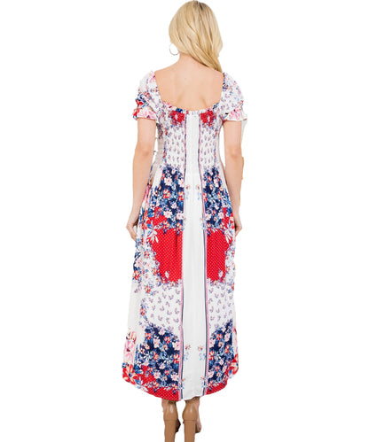 Ivory Navy Floral Print Dress - Our Sunshine Boutique