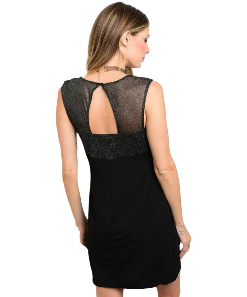 Black Wrapped V-Neckline Dress