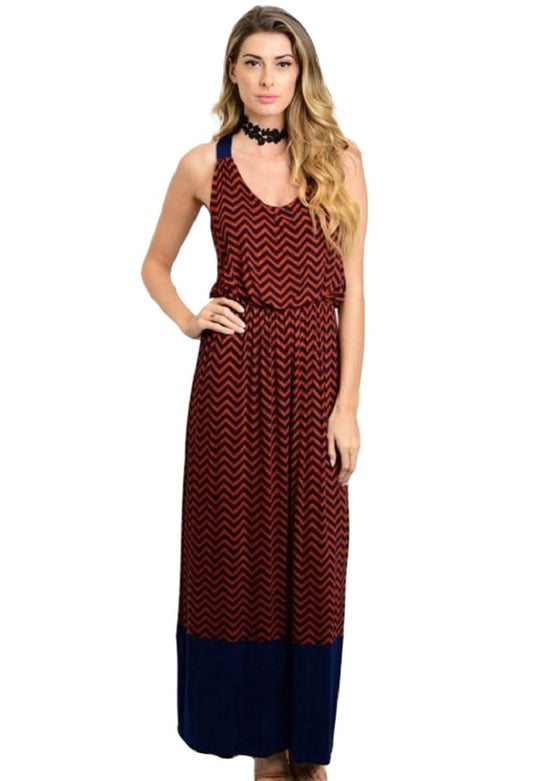 Navy & Rust Knit Maxi Dress Navy/Rust