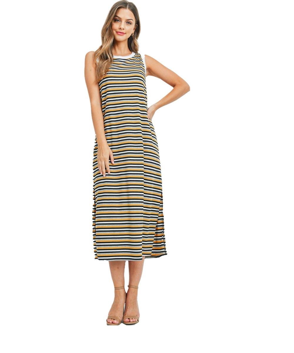 Mustard & Grey Tank Maxi Dress