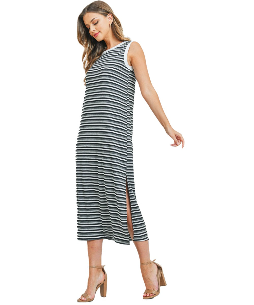 Black & Grey Tank Maxi Dress