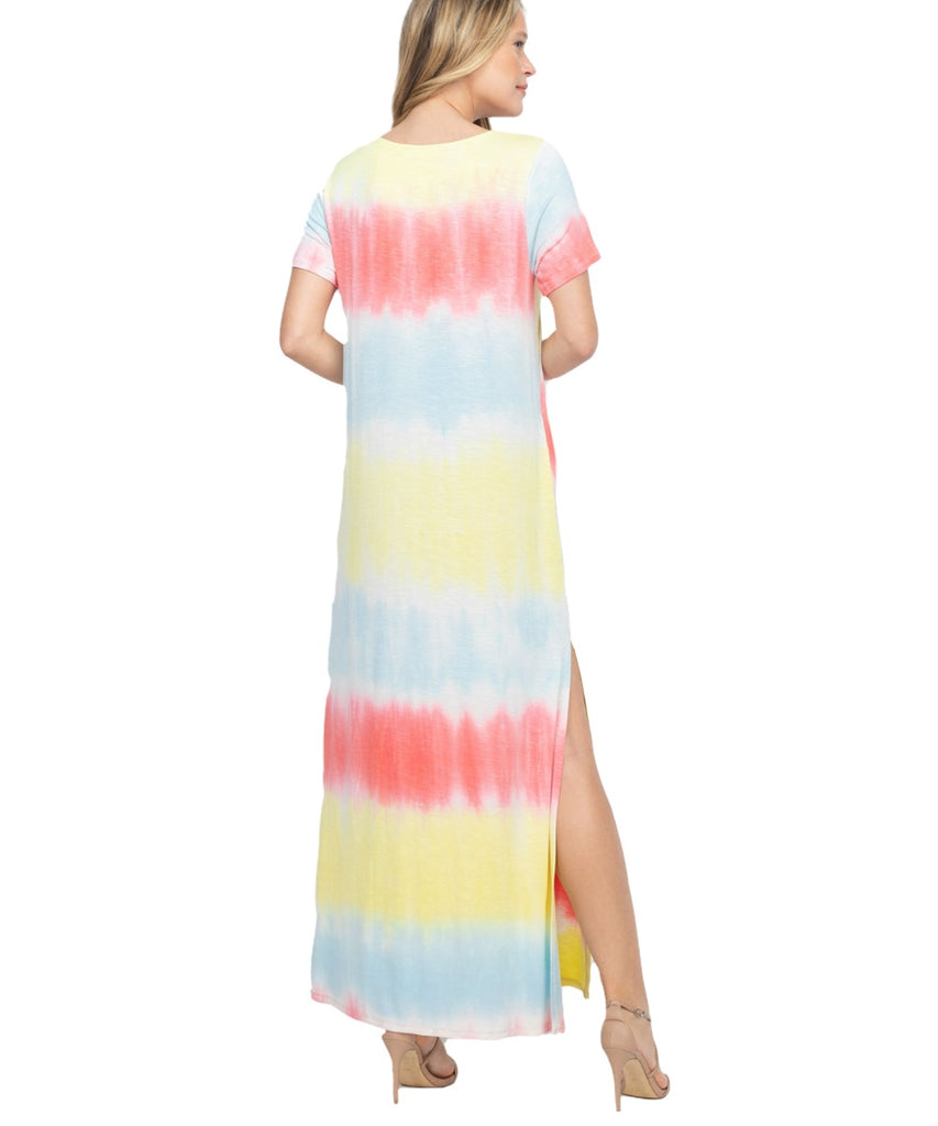 Coral Tie Dye Maxi Dress