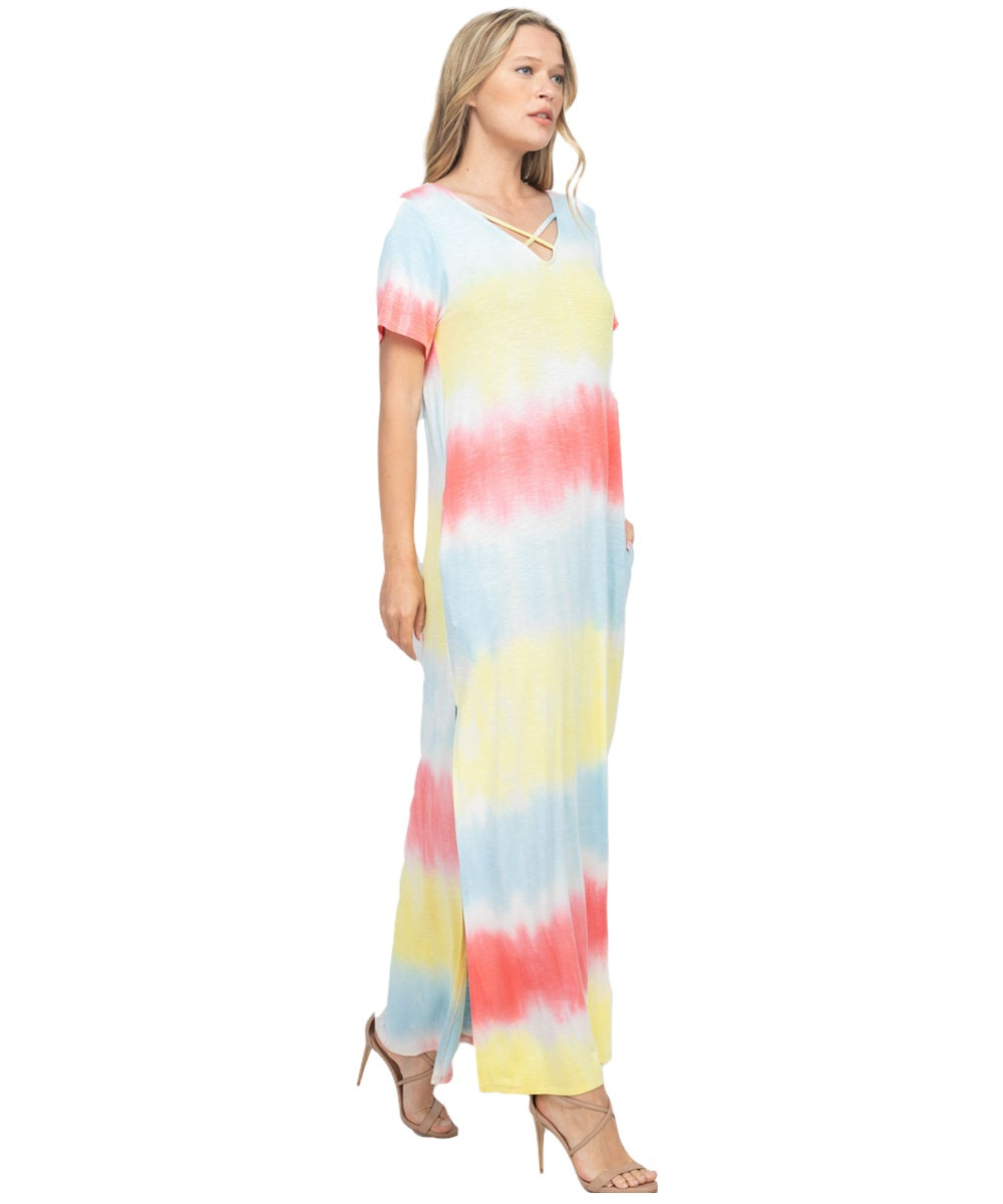 Coral Tie Dye Maxi Dress