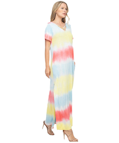 Coral Tie Dye Maxi Dress