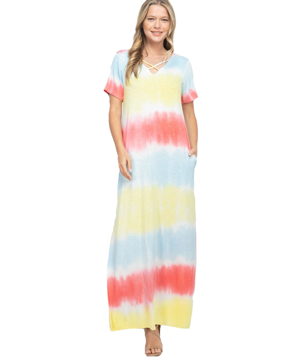 Coral Tie Dye Maxi Dress