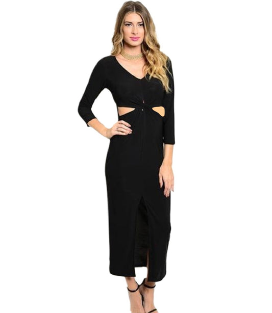 Black Knit Body Hugging Dress