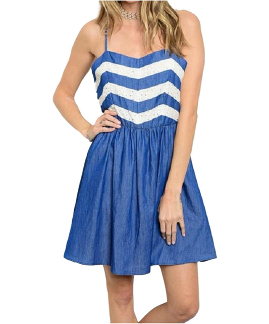 Blue Denim & White Dress - Our Sunshine Boutique