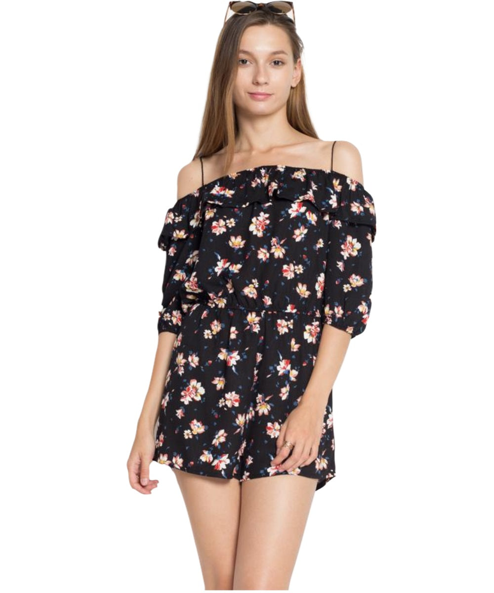 Black Floral Romper