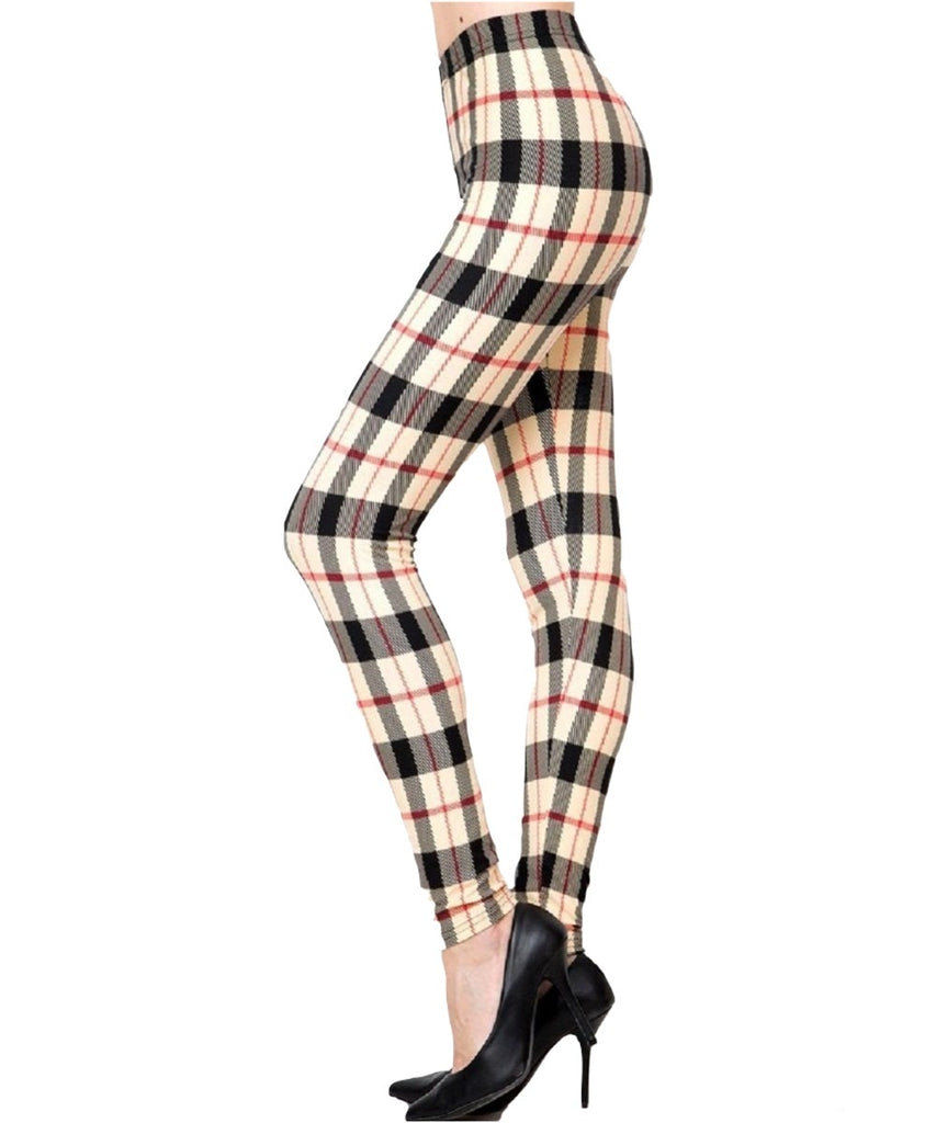 Green plaid Leggings by TEAM COLORS AND DESIGNS BY NOLA B