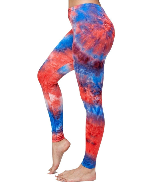 Tie Dye Red, White & Blue Leggings