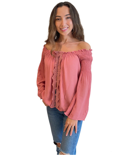 Dark Rose Gauze Blouse