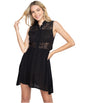 Black Sheer Mini Dress with Lace Shoulders & Waist - Our Sunshine Boutique
