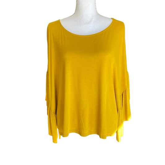 Grade & Gather Mustard Ruffled Top Size L NWT