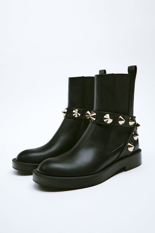 Zara ANKLE BOOTS WITH STUDDED STRAP Size EU 36 NWOT