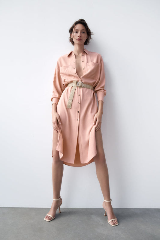 Zara BELTED OVERSIZED DRESS Size Small