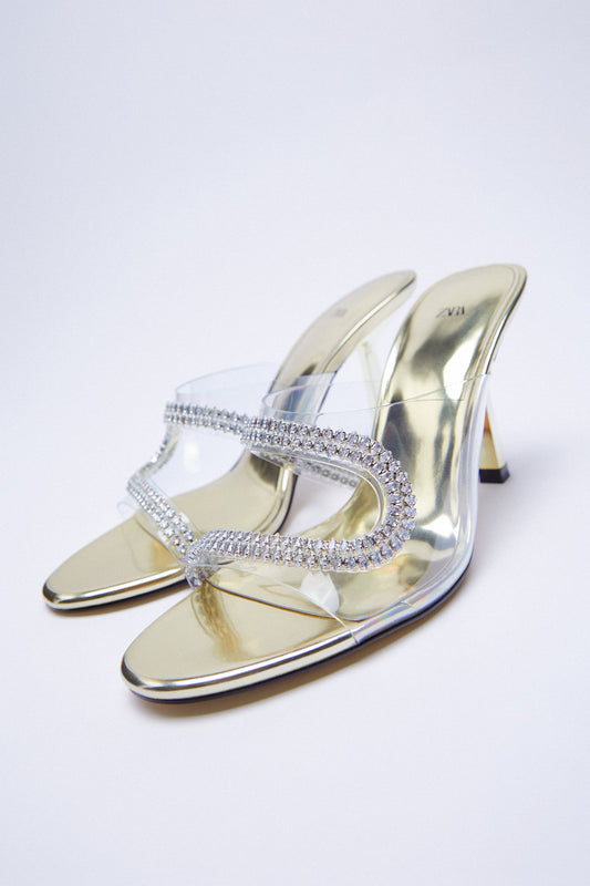 Zara Sparkly Heeled Vinyl Sandals. Size 6 1/2 NWOT - Our Sunshine Boutique