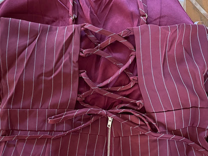 Burgundy Pinstripe Jumpsuit - Our Sunshine Boutique
