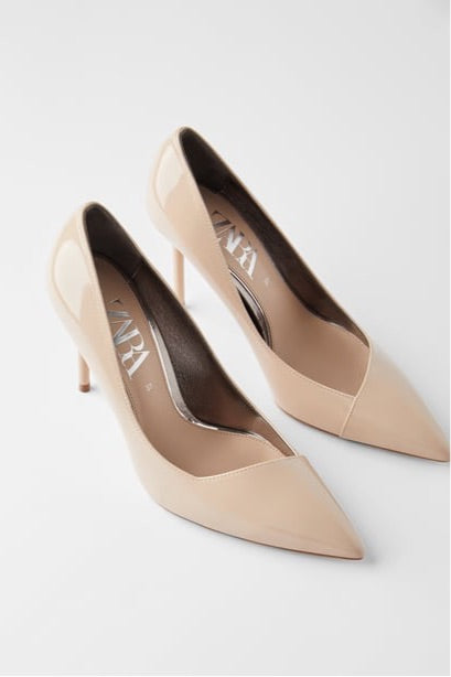 Zara Nude Patent Pumps Stiletto Heels  Size 8 NWOT - Our Sunshine Boutique