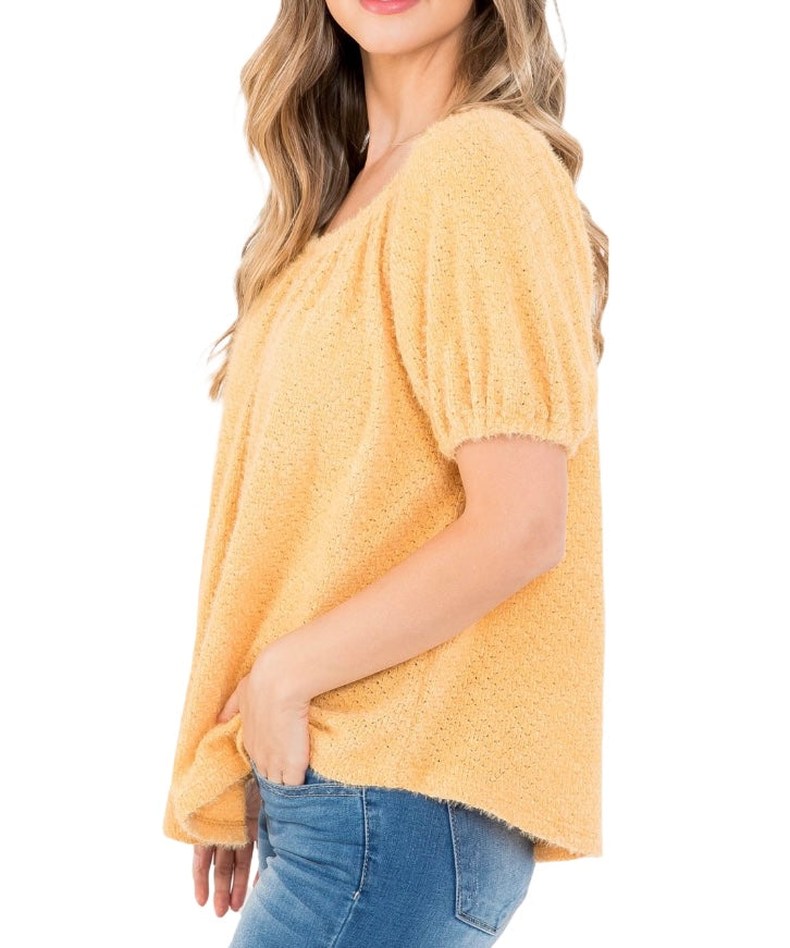 Off the Shoulder Soft Bubble Sleeve Sweater - Our Sunshine Boutique