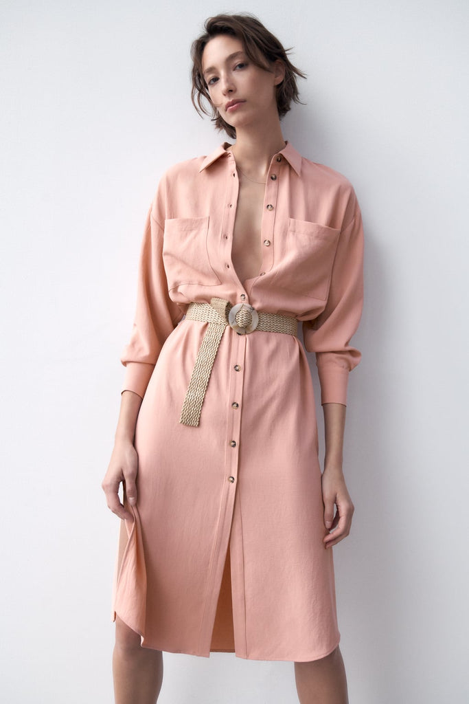 Zara BELTED OVERSIZED DRESS Size Small