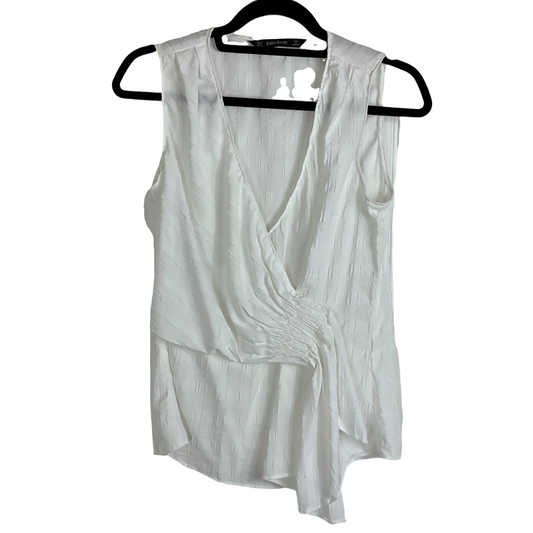 Zara White Textured Blouse Size Small