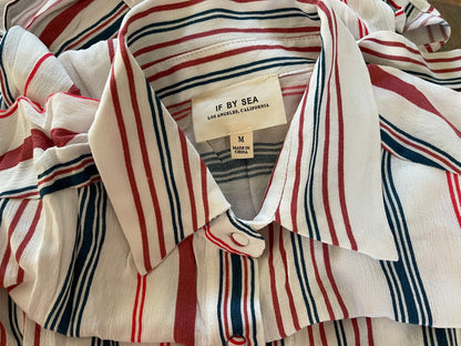 Ivory & Coral Stripe Shirt Dress - Our Sunshine Boutique