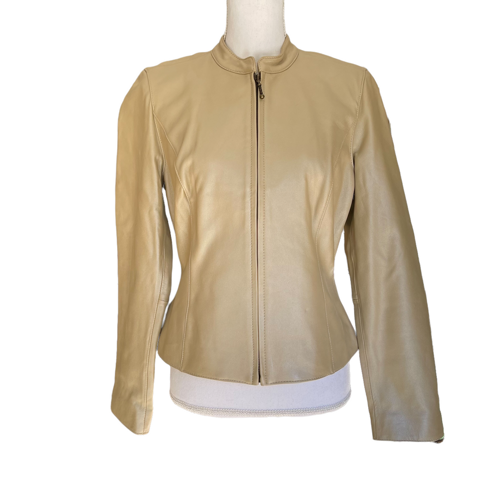 Allan Denis Gold Leather Jacket Size M NWOT