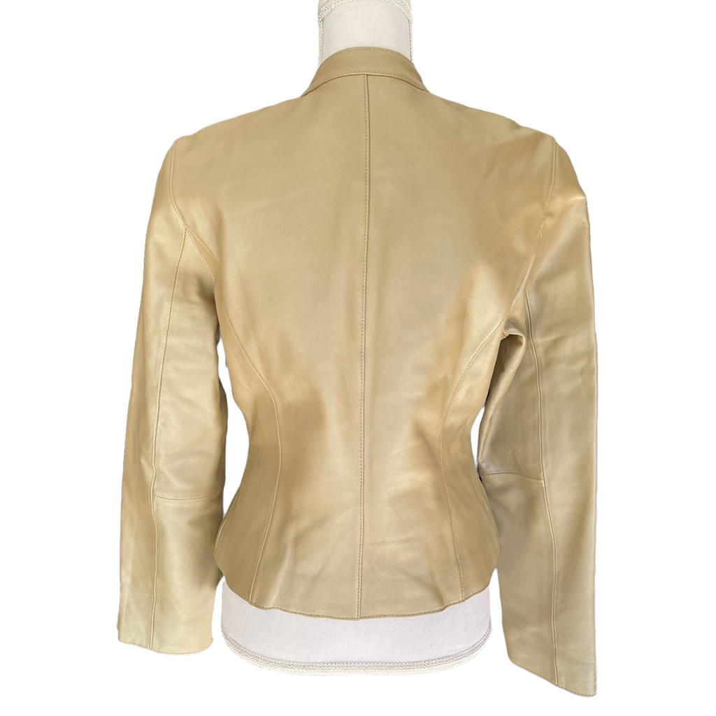 Allan Denis Gold Leather Jacket Size M NWOT