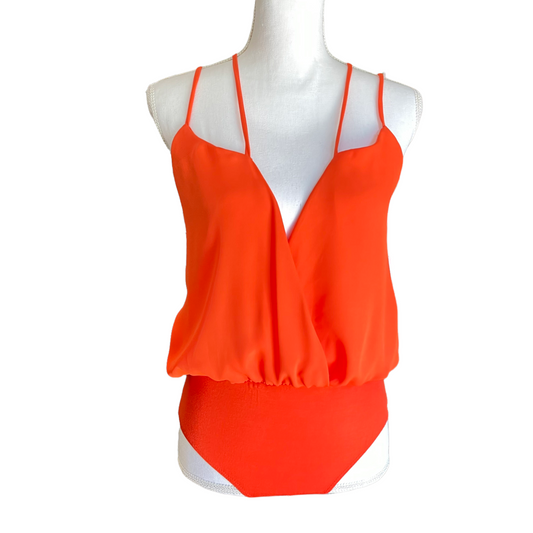 Charlotte Russe Orange Wrap Bodysuit Size S NWT