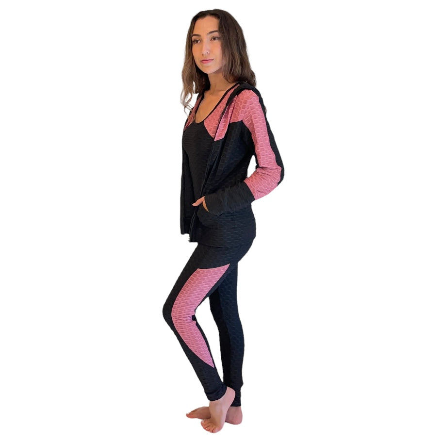 Active 3 Pieces Set with Honeycomb Texture Fabric - Our Sunshine Boutique