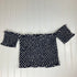 Miss Cocoa Navy & White Polkadot Sheared Crop Top Size Small