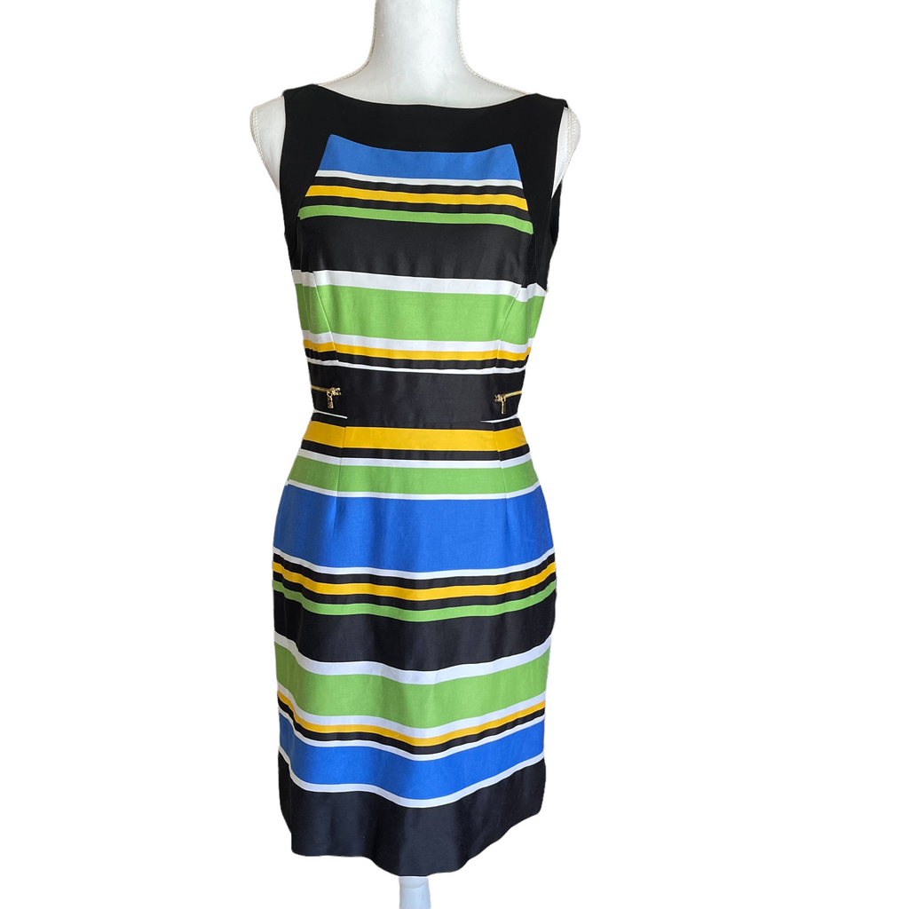 TAHARI Black Stripe Dress Size 4