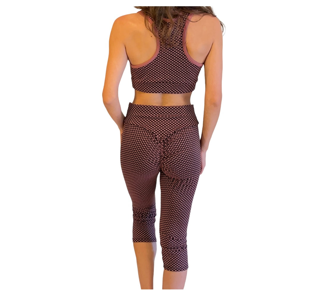 Active 2 Piece Set In Mauve & Black Pattern - Our Sunshine Boutique