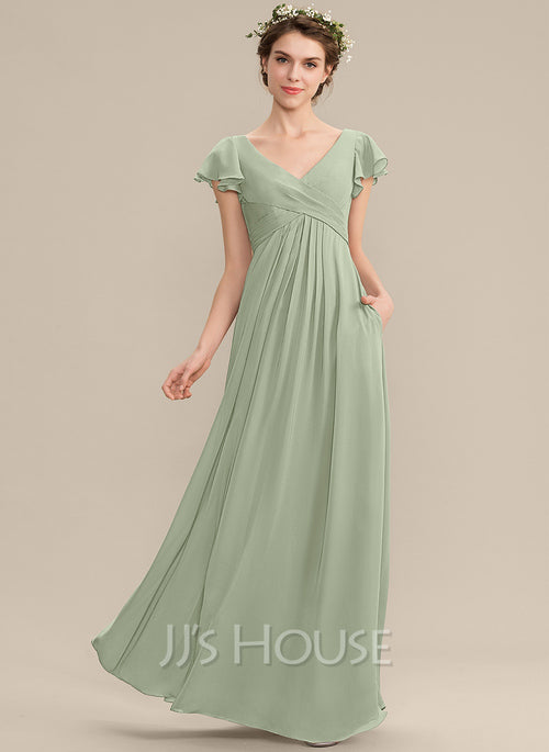 JJ's House Chiffon Dress With Cascading Ruffles Pockets Size 0 NWT