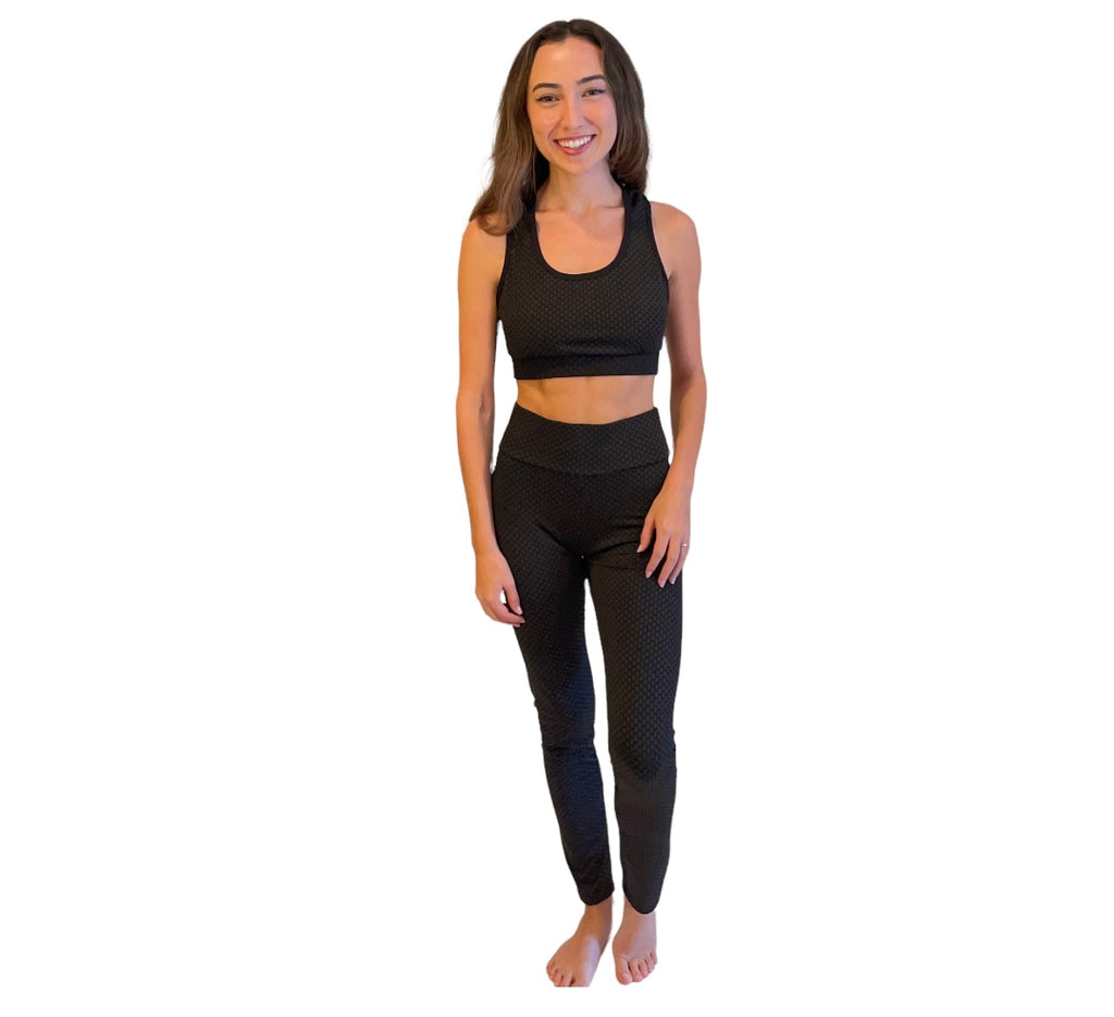 Active 2 Piece Set with Cropped Racerback Tank & Yoga waistband w Butt Lifting - Our Sunshine Boutique